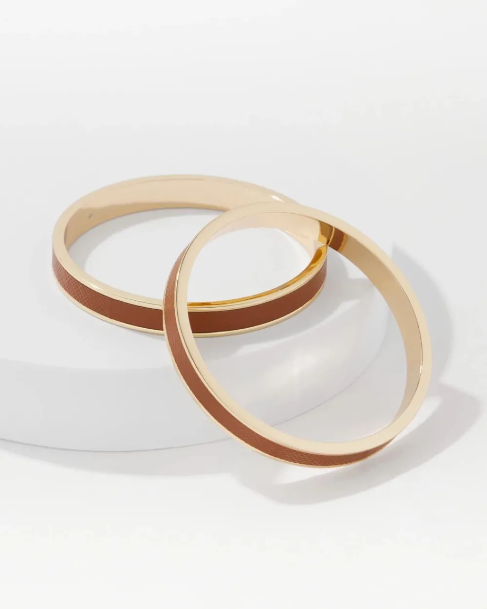 2-Pack Cognac Textured Leather Bangles*White House Black Market Outlet