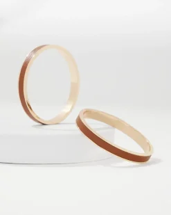 2-Pack Cognac Textured Leather Bangles*White House Black Market Outlet