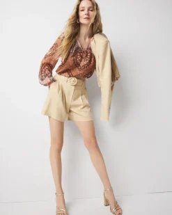 Paisley Tie-Neck Blouse*White House Black Market Outlet