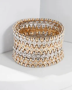Pavé-Accent Wide Stretch Bracelet*White House Black Market Hot