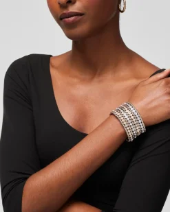 Pavé-Accent Wide Stretch Bracelet*White House Black Market Hot