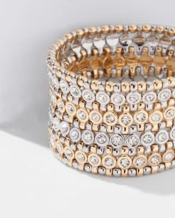 Pavé-Accent Wide Stretch Bracelet*White House Black Market Hot