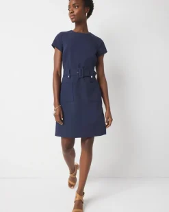 Petite Belted Ponte Shirt Dress*White House Black Market New