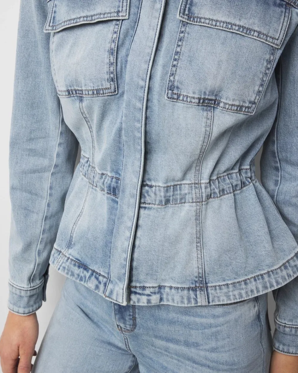 Petite Cinched-Waist Denim Jacket*White House Black Market Fashion