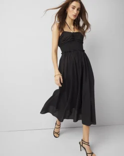 Petite Cotton Poplin Halter Midi Dress*White House Black Market Clearance