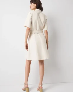 Petite Cotton Twill Tie-Belt Mini Dress*White House Black Market Outlet