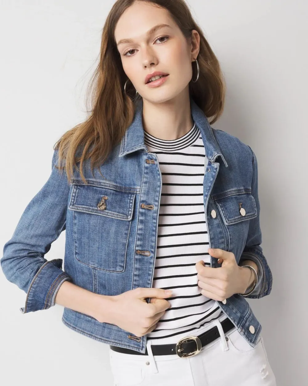 Petite Cropped Denim Jacket*White House Black Market Discount