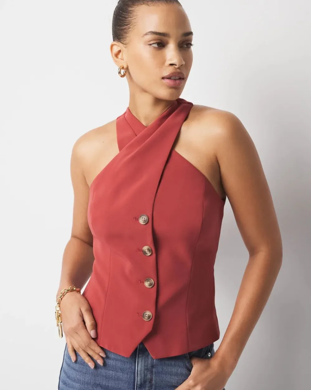 Petite Crossover Halter Vest*White House Black Market Fashion