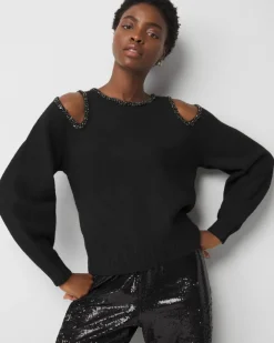Petite Embellished Cutout Sweater*White House Black Market Sale