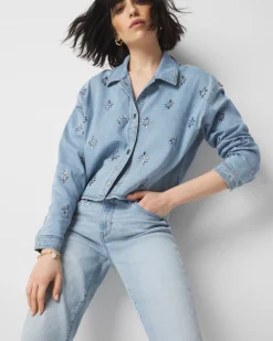 Petite Embellished Denim Shacket*White House Black Market Sale