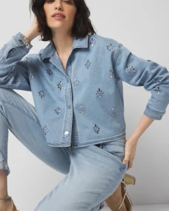 Petite Embellished Denim Shacket*White House Black Market Sale