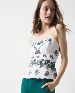 Petite Floral Scalloped Hem Top*White House Black Market Clearance