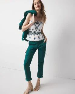 Petite Floral Scalloped Hem Top*White House Black Market Clearance