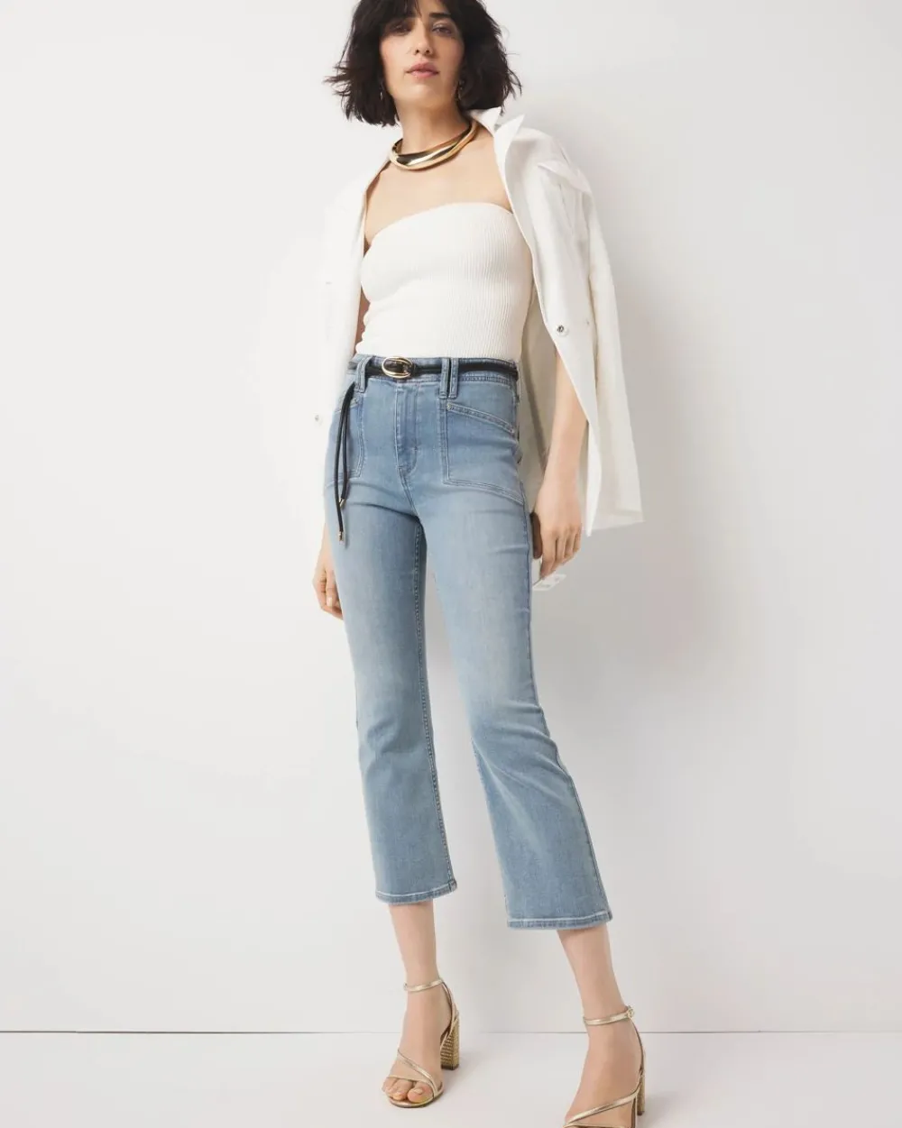 Petite High-Rise Double Pocket Kick Flare Jean*White House Black Market Hot