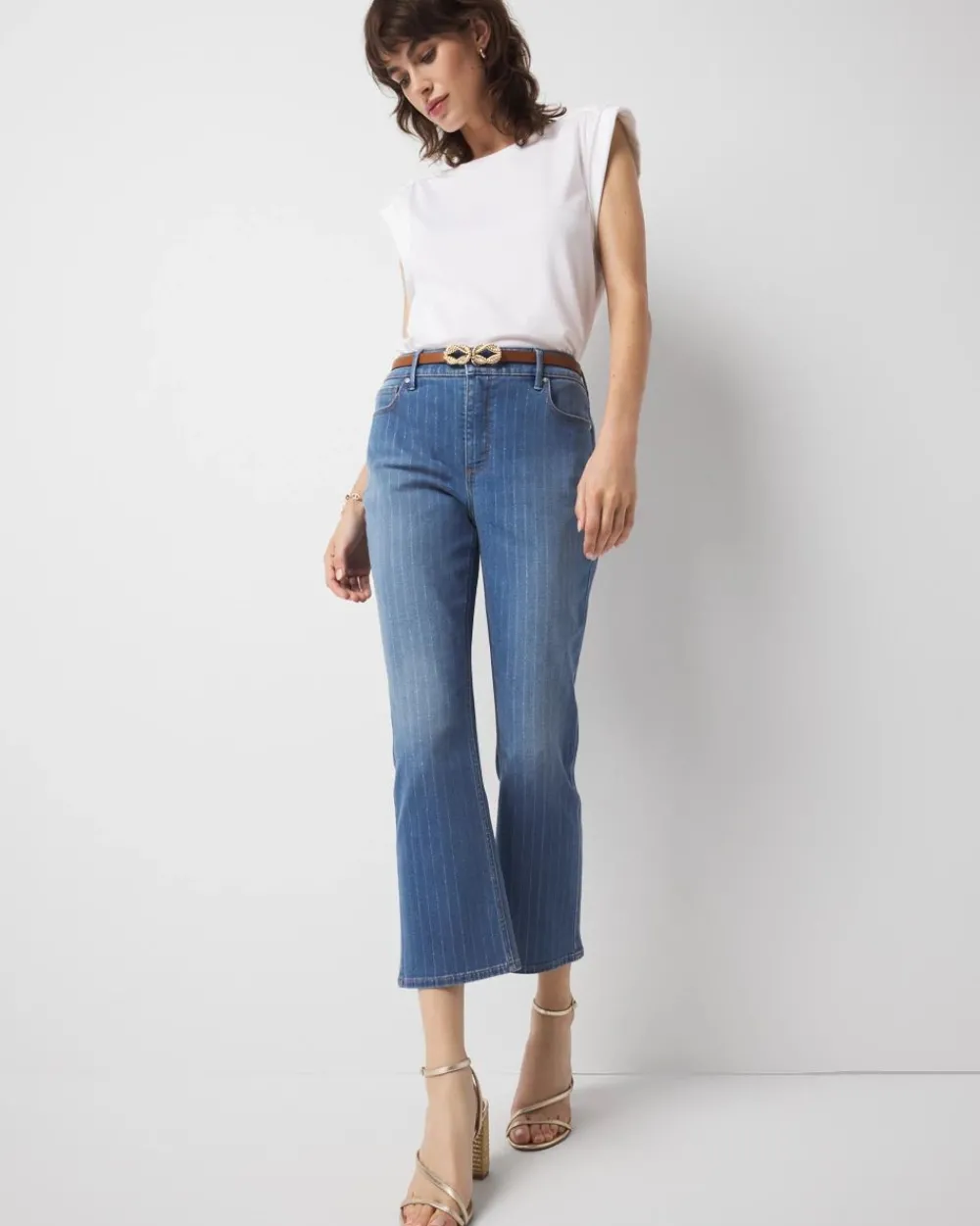 Petite High-Rise Pinstripe Kick Flare Jeans*White House Black Market Sale