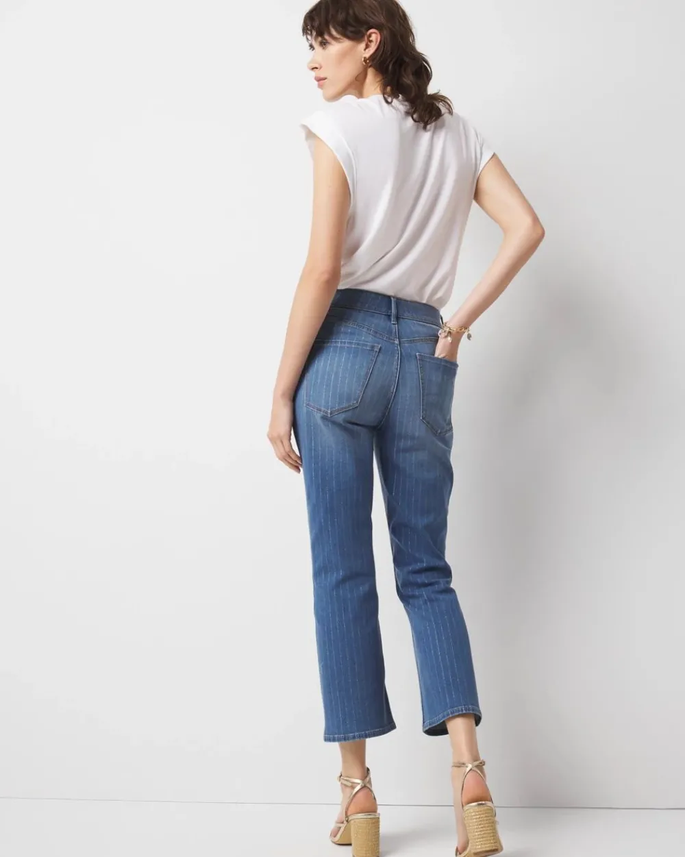 Petite High-Rise Pinstripe Kick Flare Jeans*White House Black Market Sale