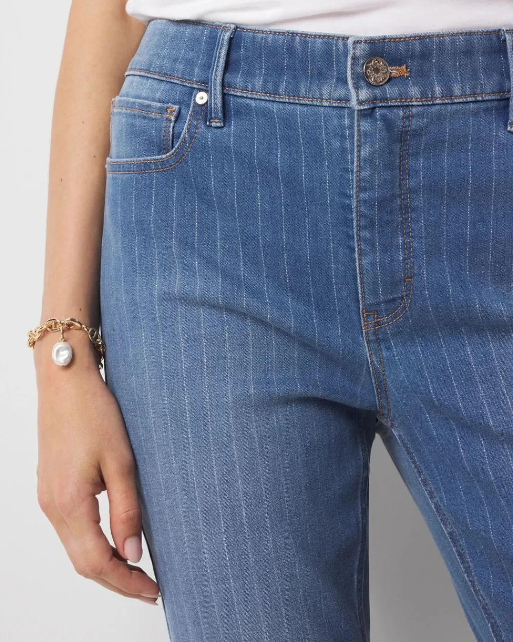 Petite High-Rise Pinstripe Kick Flare Jeans*White House Black Market Sale