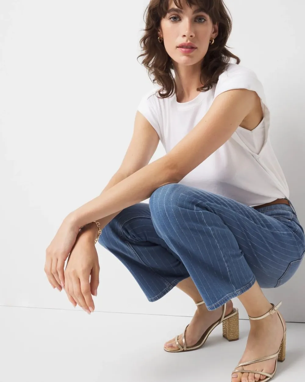 Petite High-Rise Pinstripe Kick Flare Jeans*White House Black Market Sale