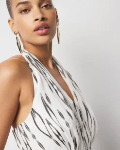 Petite Ikat Print + Lurex Maxi Halter Dress*White House Black Market Fashion
