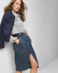 Petite Knee-Length Denim Pencil Skirt*White House Black Market Best