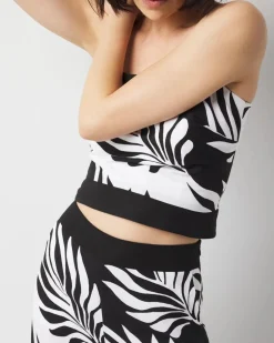 Petite Linen-Blend Palm Print Cropped Wide Leg Pant*White House Black Market New