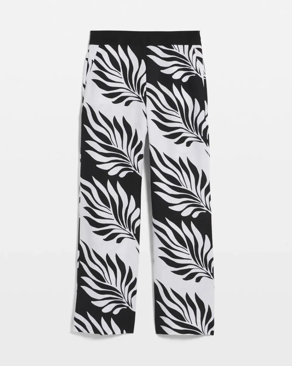 Petite Linen-Blend Palm Print Cropped Wide Leg Pant*White House Black Market New
