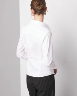 Petite Long Sleeve Surplice Poplin Shirt*White House Black Market Discount