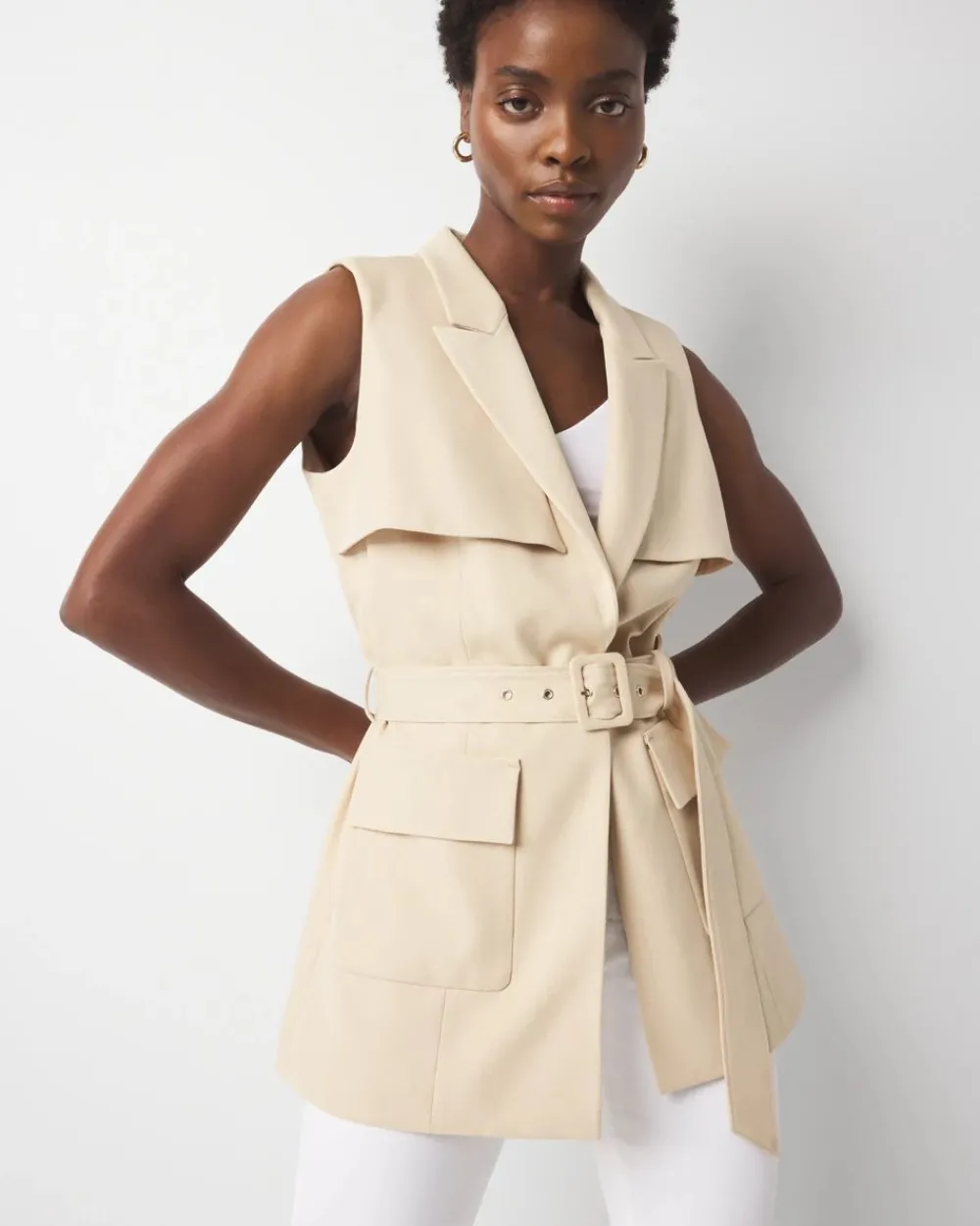 Petite Long Utility Vest*White House Black Market Clearance