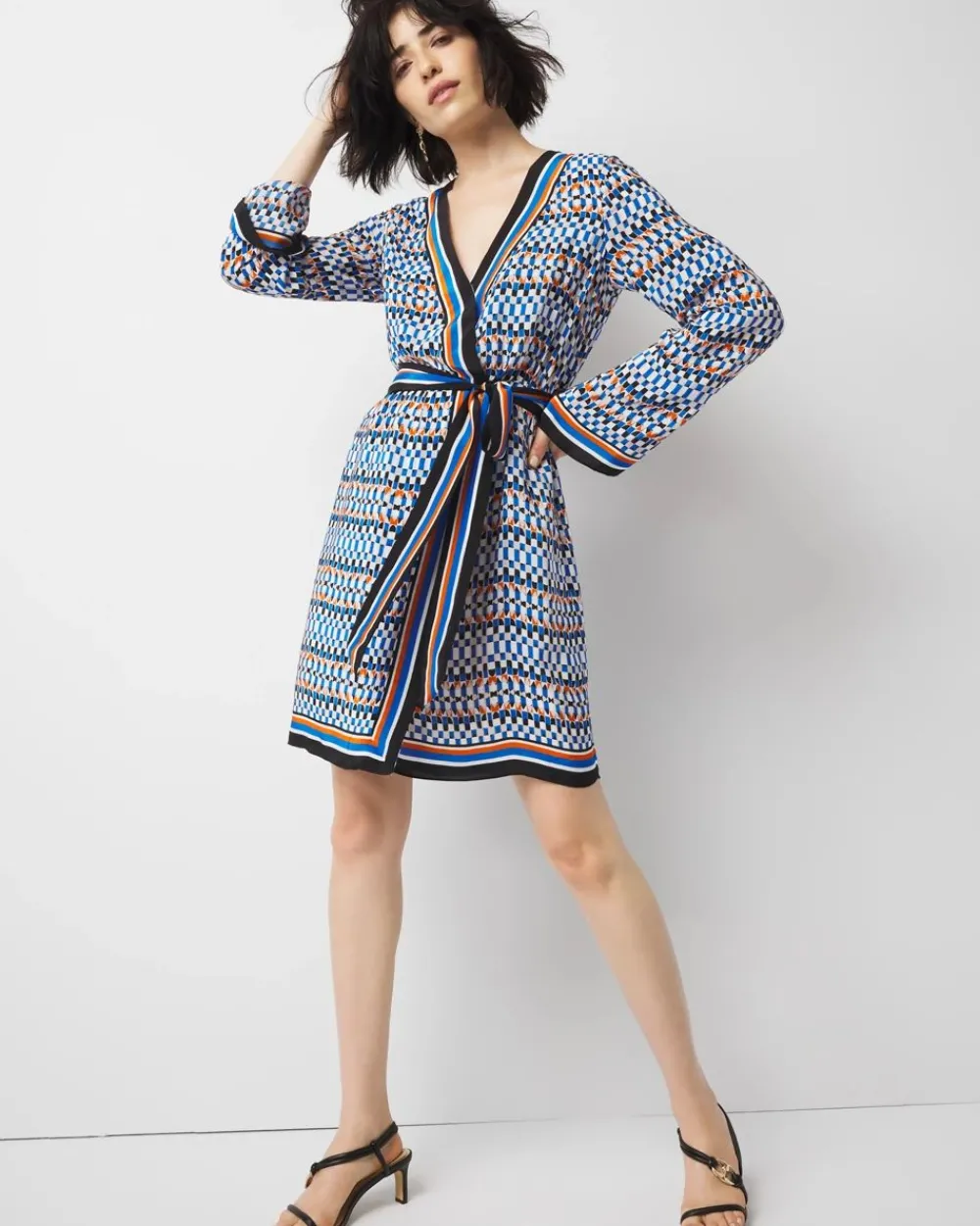 Petite Long-Sleeve Surplice Mini Dress*White House Black Market Online