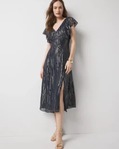 Petite Metallic Clip Midi Slip Dress*White House Black Market Outlet