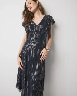 Petite Metallic Clip Midi Slip Dress*White House Black Market Outlet