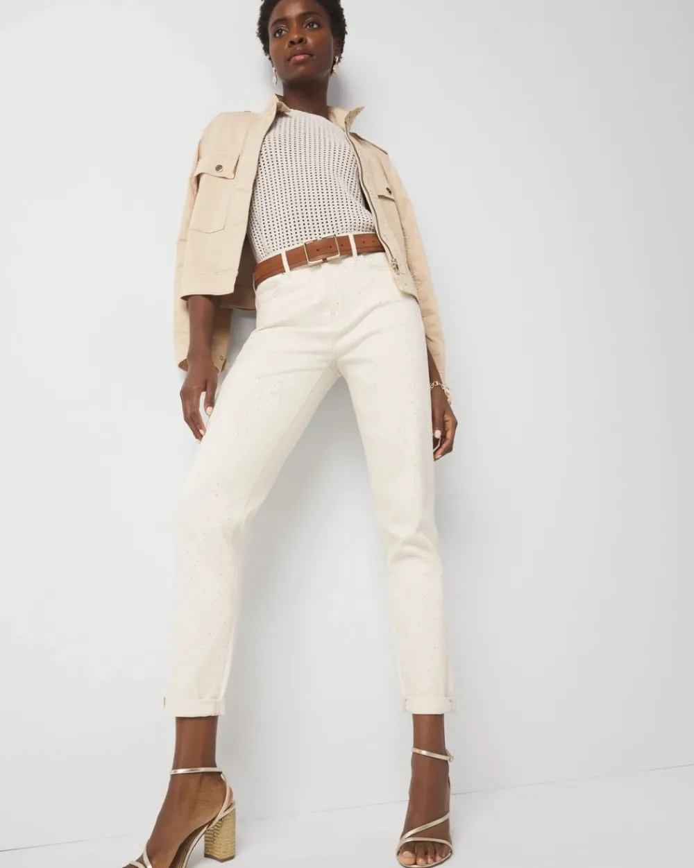 Petite Mid-Rise Embellished Girlfriend Jean*White House Black Market Best