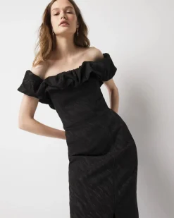 Petite Off-the-Shoulder Jacquard Midi Dress*White House Black Market Fashion