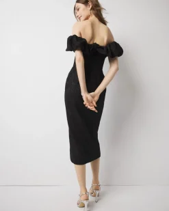 Petite Off-the-Shoulder Jacquard Midi Dress*White House Black Market Fashion