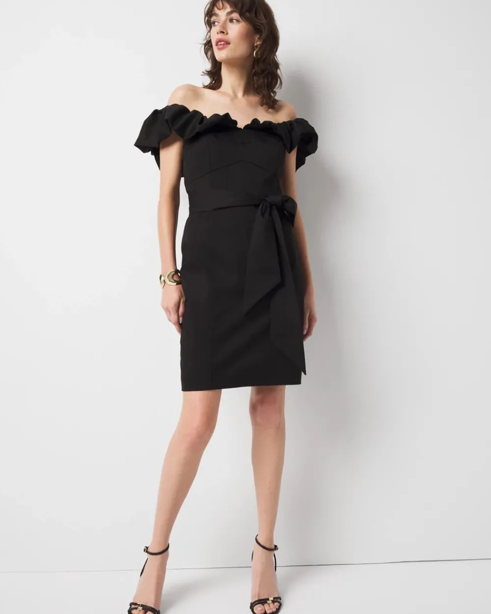 Petite Off-the-Shoulder Poplin Mini Dress*White House Black Market Clearance