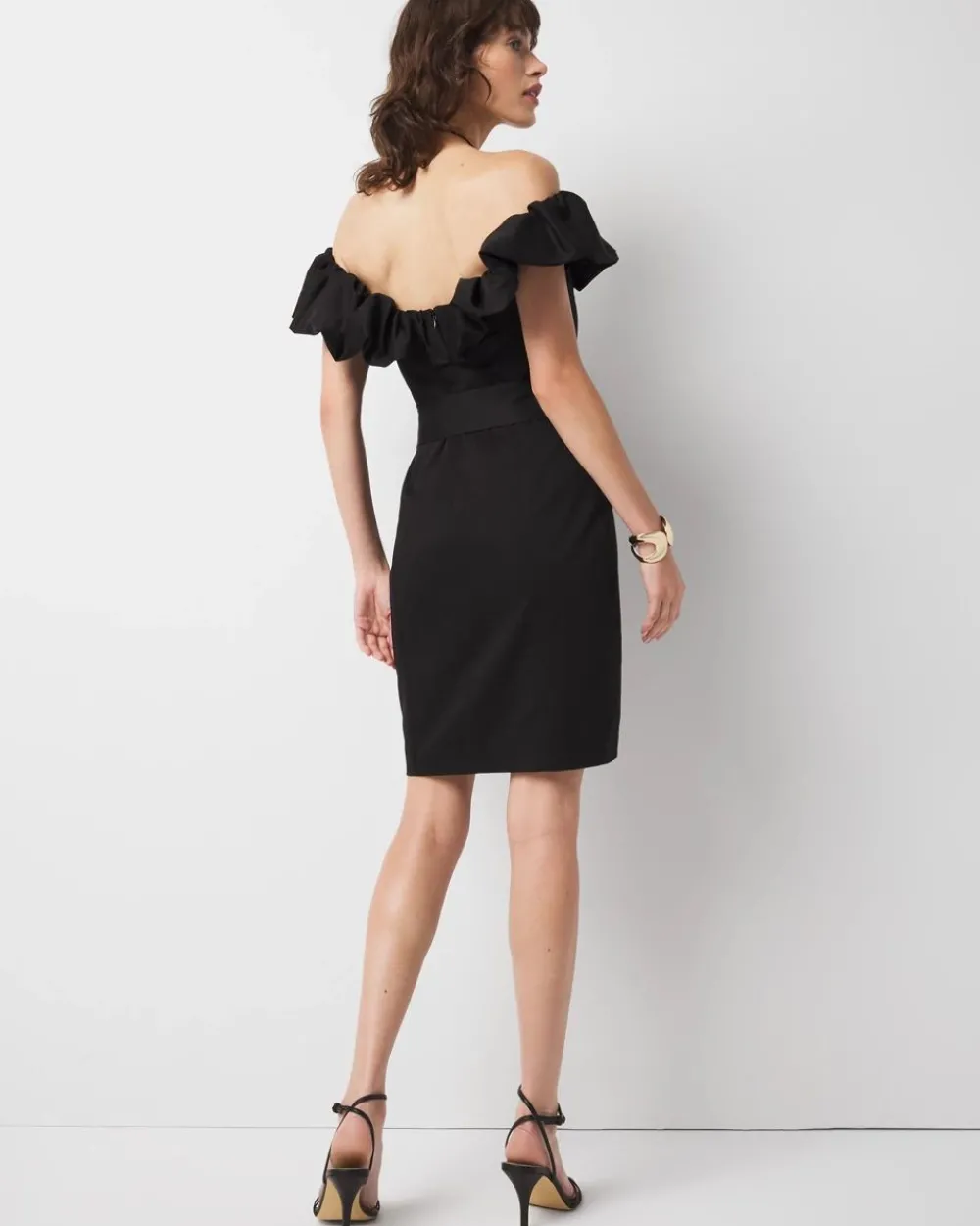 Petite Off-the-Shoulder Poplin Mini Dress*White House Black Market Clearance