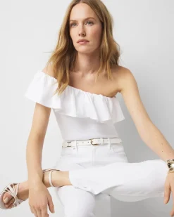 Petite One-Shoulder Poplin Ruffle Top*White House Black Market Fashion