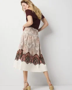 Petite Paisley Pleated A-Line Skirt*White House Black Market Outlet