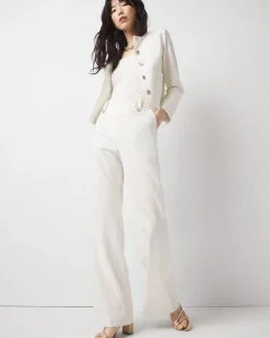 Petite Pinstripe Button-Tab Wide Leg Trouser*White House Black Market Online