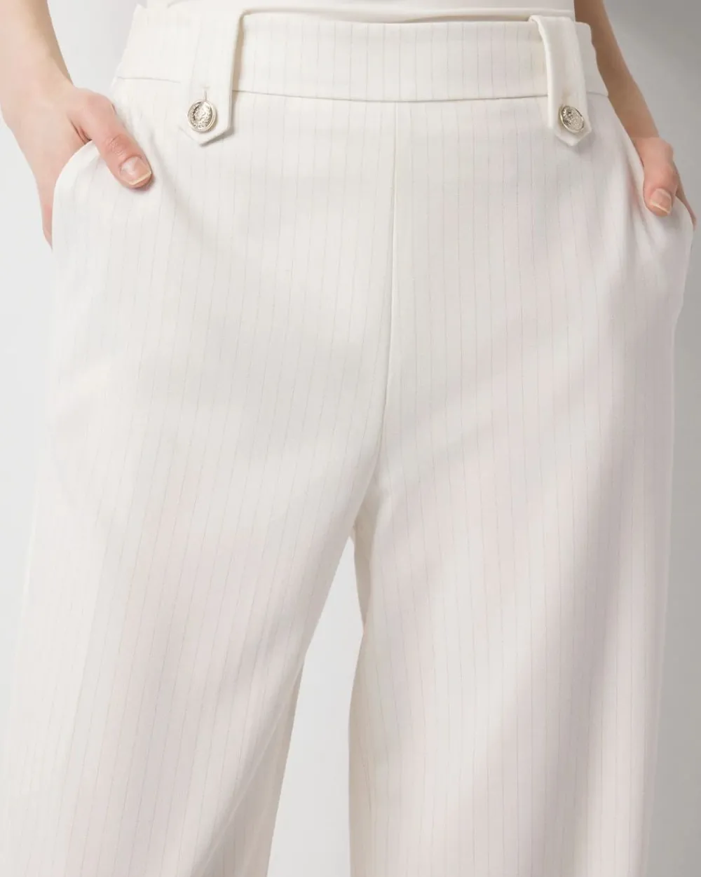 Petite Pinstripe Button-Tab Wide Leg Trouser*White House Black Market Online