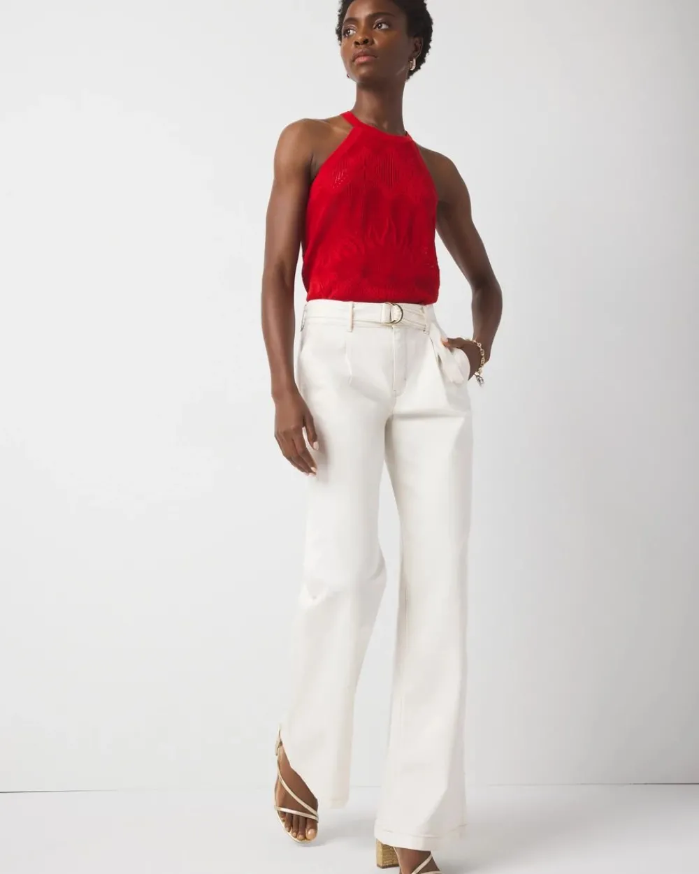 Petite Pret High-Rise Belted Wide Leg Trouser*White House Black Market Best