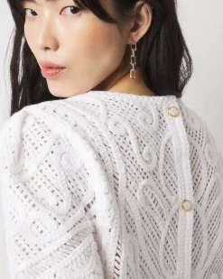 Petite Puff Sleeve Crochet Sweater*White House Black Market Discount