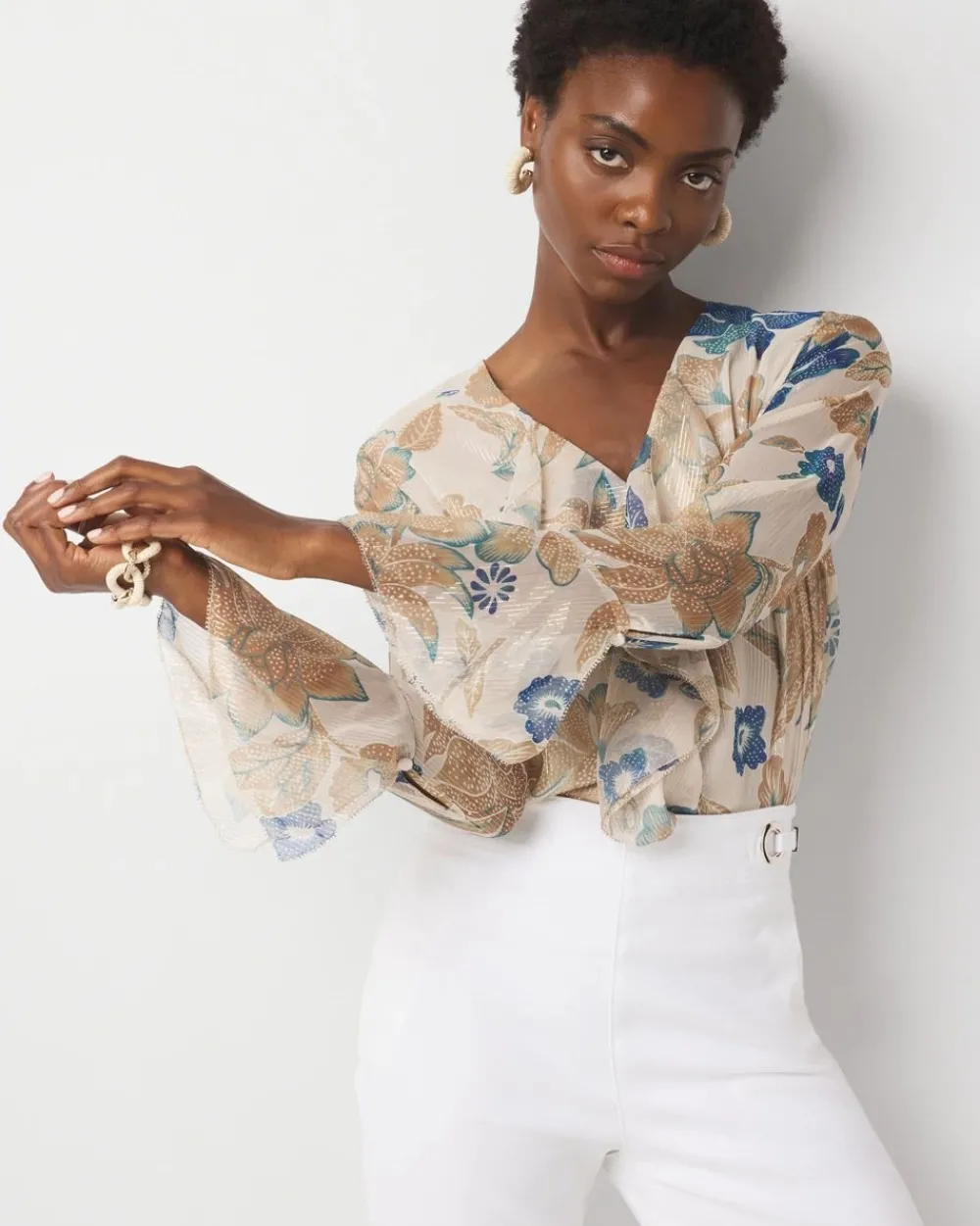 Petite Romantic Ruffle Blouse*White House Black Market New
