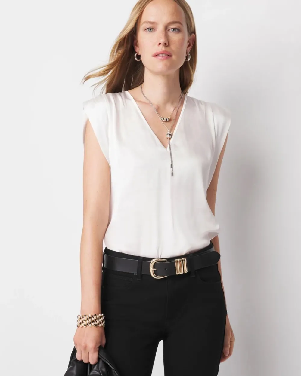 Petite Ruched Shoulder Shell Top*White House Black Market Hot