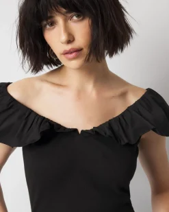 Petite Ruffle Poplin Knit Top*White House Black Market Sale