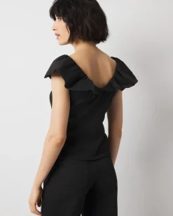 Petite Ruffle Poplin Knit Top*White House Black Market Sale