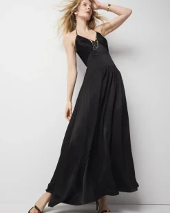 Petite Satin Halter Maxi Dress*White House Black Market New