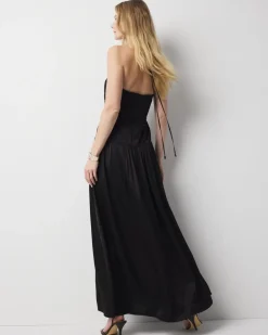 Petite Satin Halter Maxi Dress*White House Black Market New