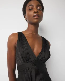 Petite Satin Pleated Midi Dress*White House Black Market Clearance