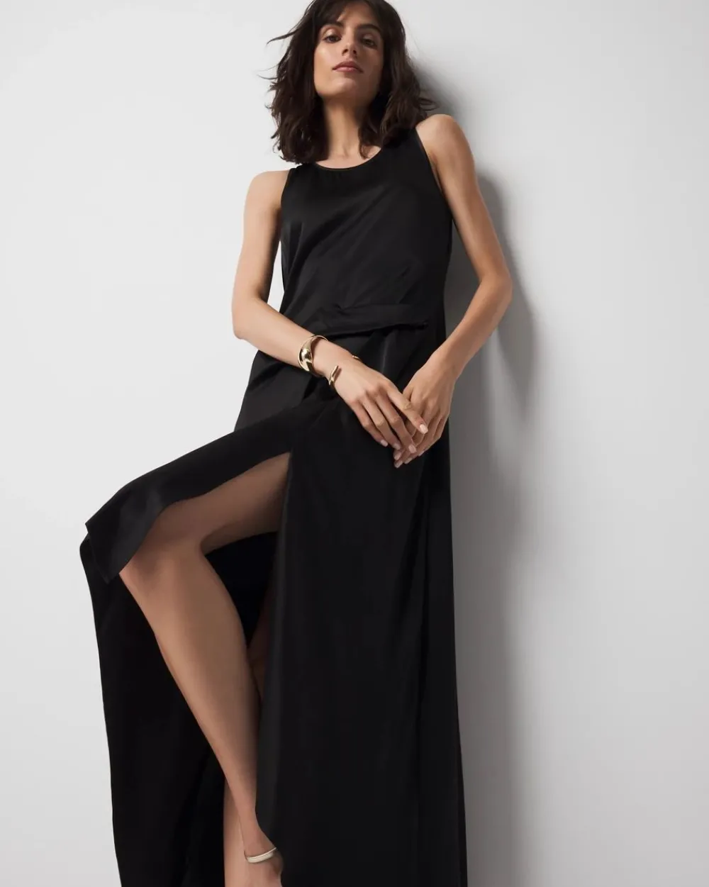 Petite Satin Tank Maxi Dress*White House Black Market Outlet